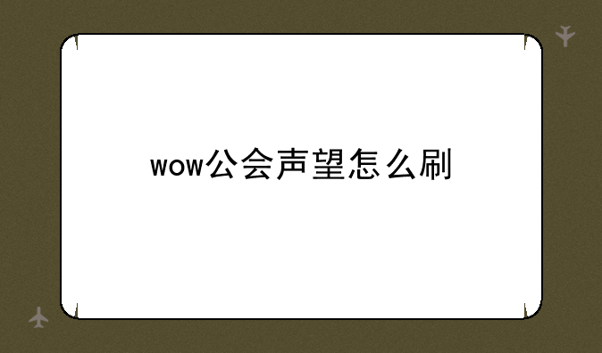 wow公会声望怎么刷