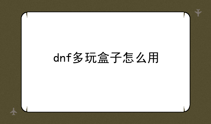 dnf多玩盒子怎么用