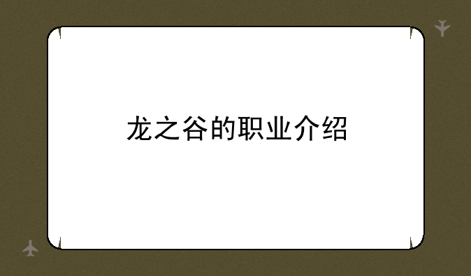 龙之谷的职业介绍
