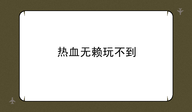 热血无赖玩不到