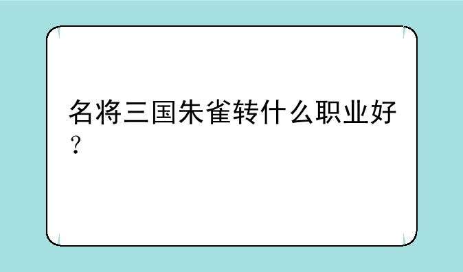 名将三国朱雀转什么职业好？