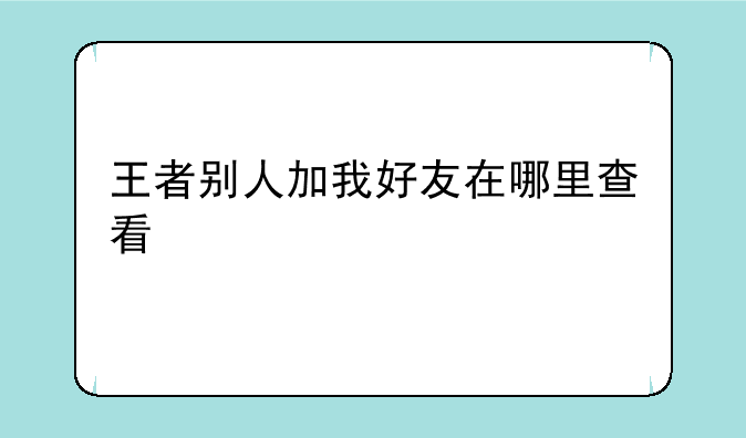 王者别人加我好友在哪里查看