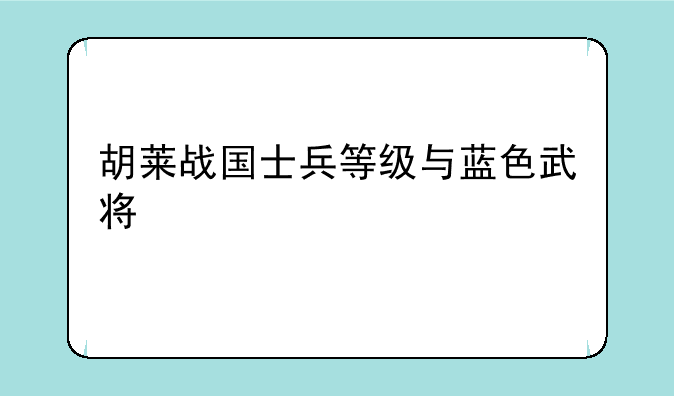 胡莱战国士兵等级与蓝色武将