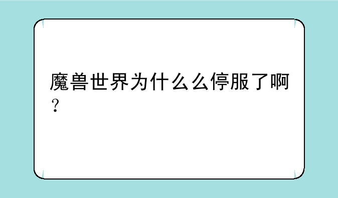 魔兽世界为什么么停服了啊？