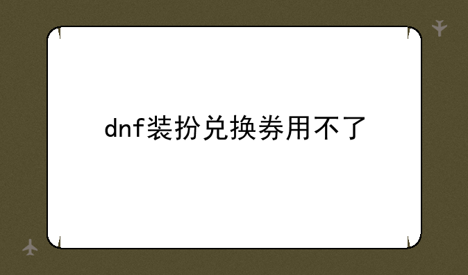 dnf装扮兑换券用不了