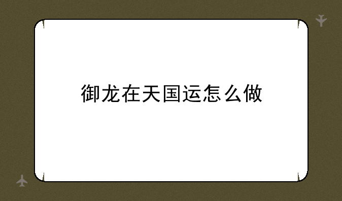 御龙在天国运怎么做