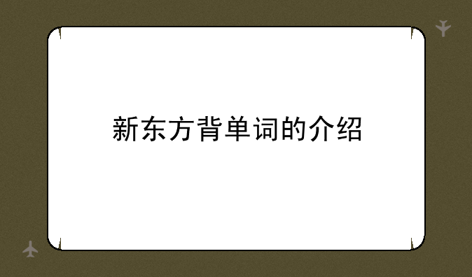 新东方背单词的介绍