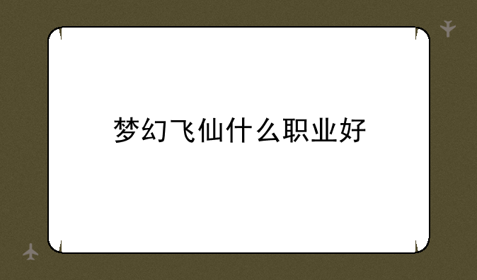 梦幻飞仙什么职业好