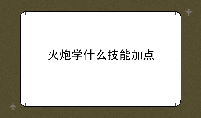 火炮学什么技能加点