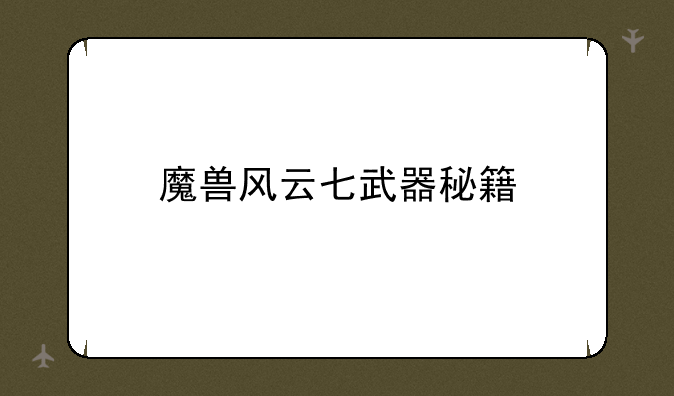 魔兽风云七武器秘籍