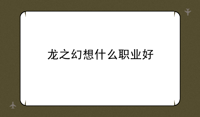 龙之幻想什么职业好