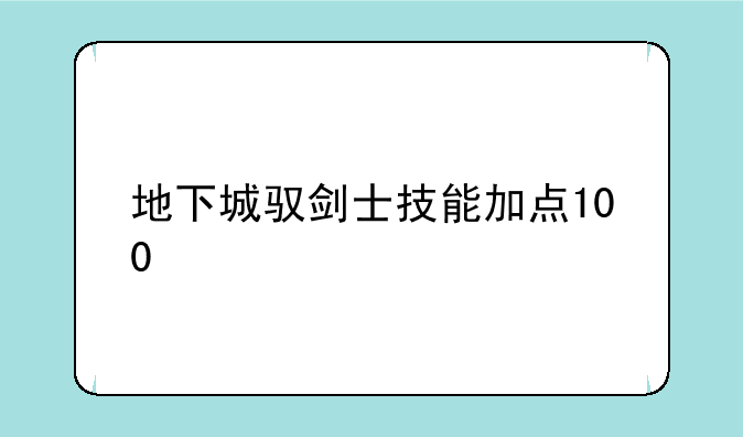 地下城驭剑士技能加点100