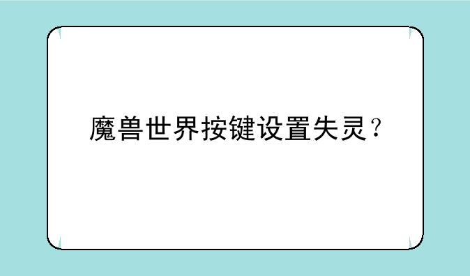 魔兽世界按键设置失灵？