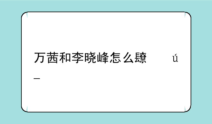 万茜和李晓峰怎么长得一样