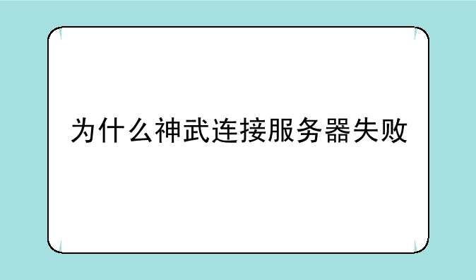 为什么神武连接服务器失败