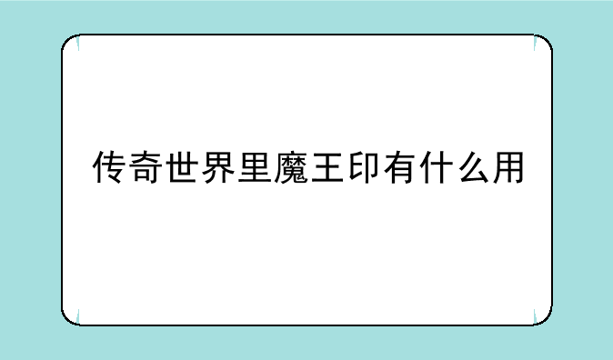 传奇世界里魔王印有什么用