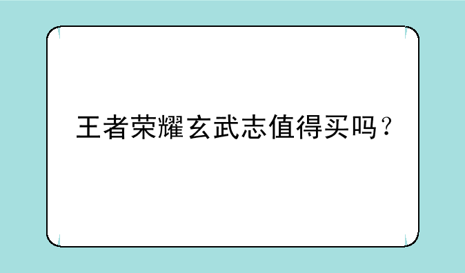 王者荣耀玄武志值得买吗？