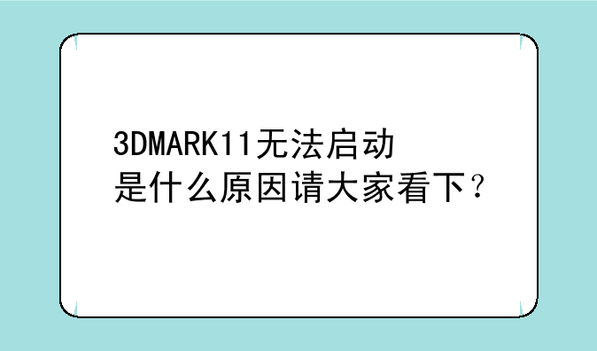3DMARK11无法启动是什么原因请大家看下？