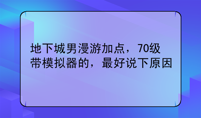 地下城男漫游加点，70级带模拟器的，最好说下原因
