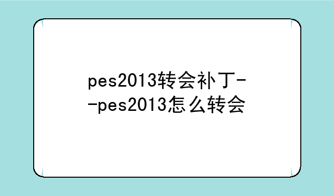 pes2013转会补丁--pes2013怎么转会