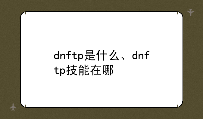 dnftp是什么、dnftp技能在哪