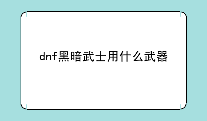 dnf黑暗武士用什么武器