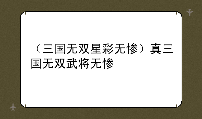 （三国无双星彩无惨）真三国无双武将无惨