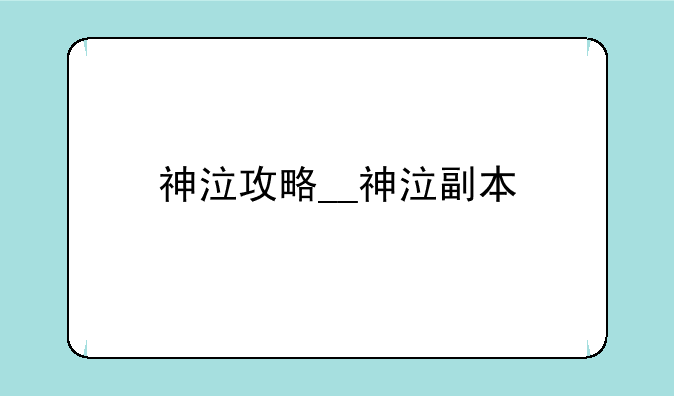神泣攻略__神泣副本
