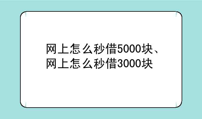 网上怎么秒借5000块、网上怎么秒借3000块