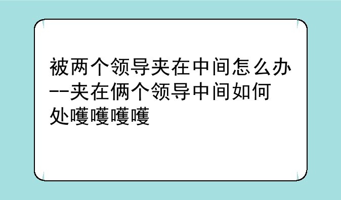 被两个领导夹在中间怎么办--夹在俩个领导中间如何处理