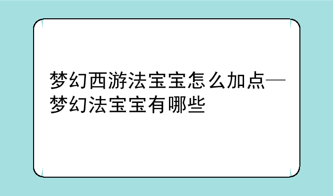 梦幻西游法宝宝怎么加点—梦幻法宝宝有哪些