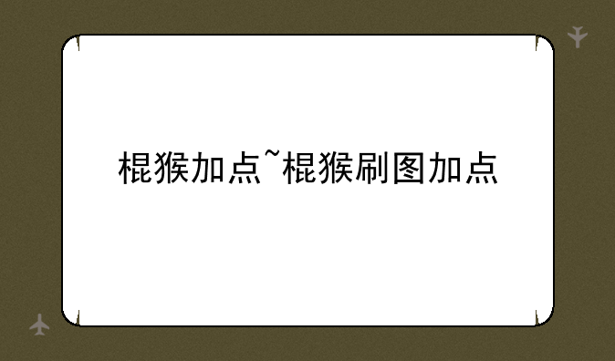 棍猴加点~棍猴刷图加点