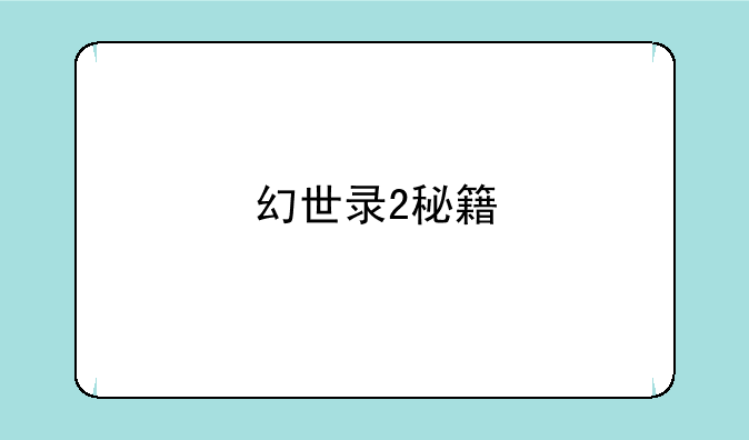 幻世录2秘籍