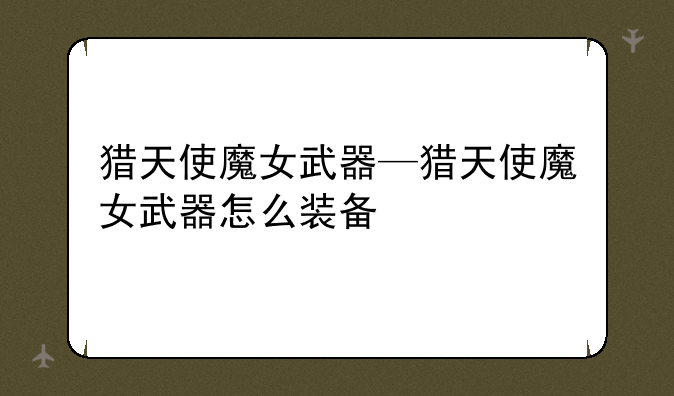 猎天使魔女武器—猎天使魔女武器怎么装备