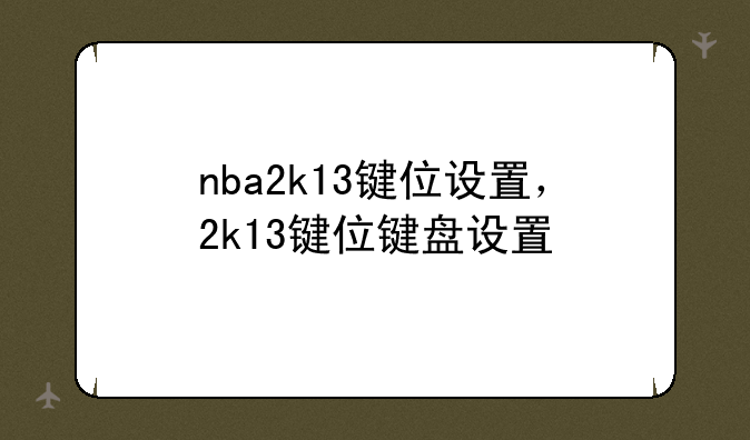 nba2k13键位设置，2k13键位键盘设置